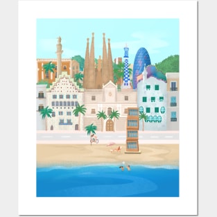 Barcelona city Posters and Art